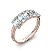 Demi-alliance 5 diamants naturels Émeraudes 2.00 carat or rose Virginie
